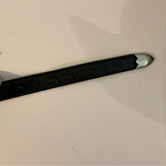 mens NOCONA belt co black leather belt size 44 silver buckle - Picture 7 of 9